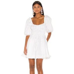 For Love & Lemons Jackson Mini Dress - White Puff Sleeve